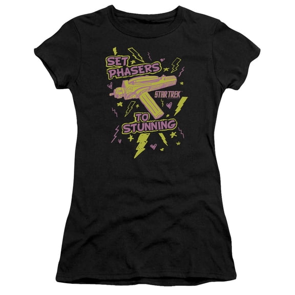 Star Trek Set Phasers Junior Women's Sheer T-Shirt Black