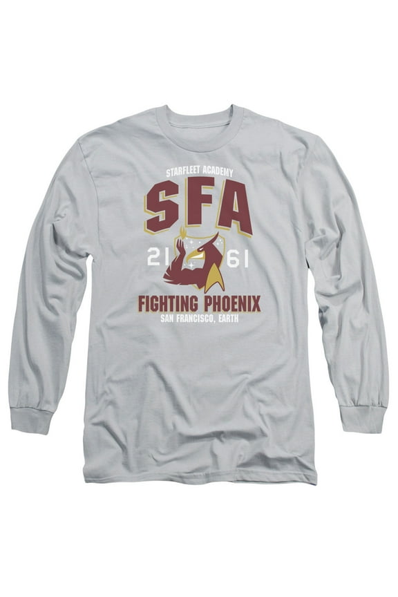 Star Trek Sfa Fighting Phoenix Long Sleeve Adult 18/1 T-Shirt Silver