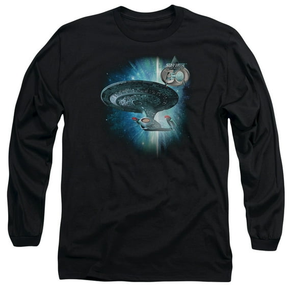 Star Trek Ship 30 Long Sleeve Adult 18/1 T-Shirt Black