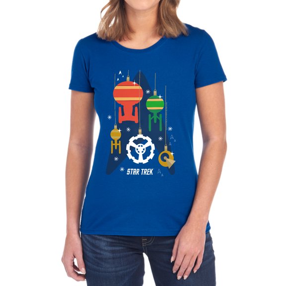 Star Trek Ship Bauble Christmas Women's T Shirt, Royal, Large
