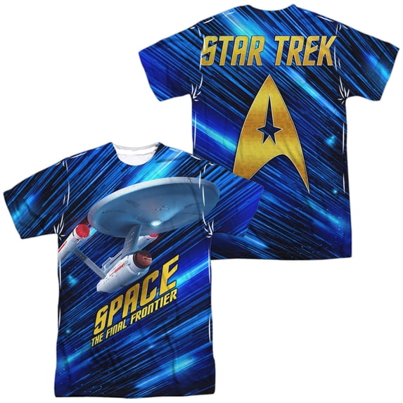 Star Trek Space Frontier Unisex Adult Sublimated Costume T Shirt (Front/Back), Small Multicolor