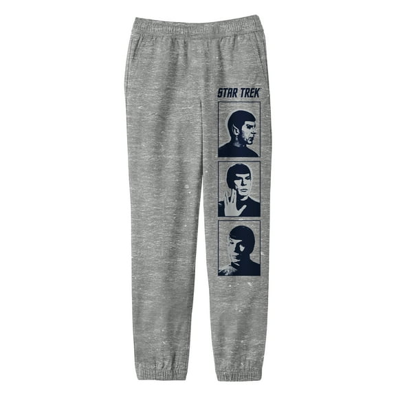 Star Trek Spock Images With Frames And Logo Boy's Athletic Heather Jogger Pants-Large