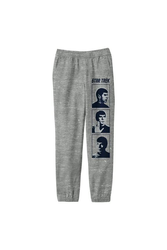 Star Trek Spock Images With Frames And Logo Boy's Athletic Heather Jogger Pants-Large