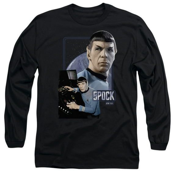 Star Trek Spock Long Sleeve Adult 18/1 T-Shirt Black