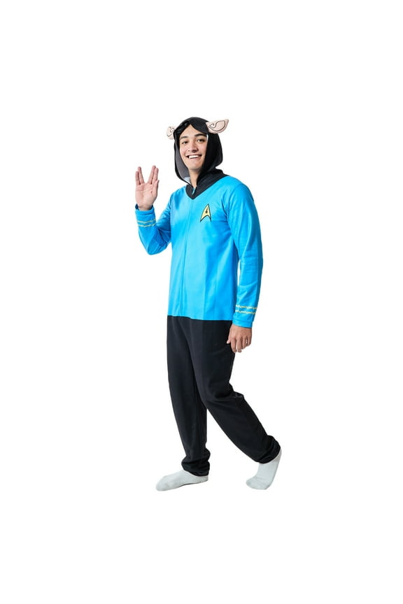 Star Trek Spock Uniform Men's Onesie Cosplay Union Suit With Hood-XXL