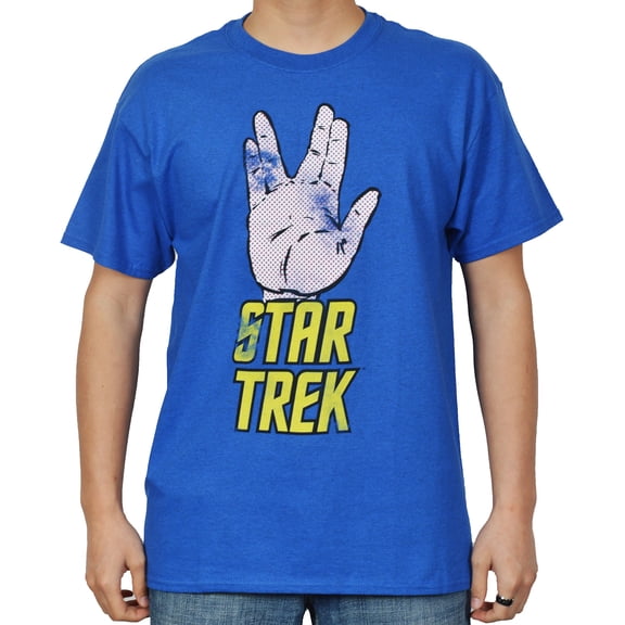 Star Trek Spock Vulcan Hand Sign Crew Neck Tee (Large)