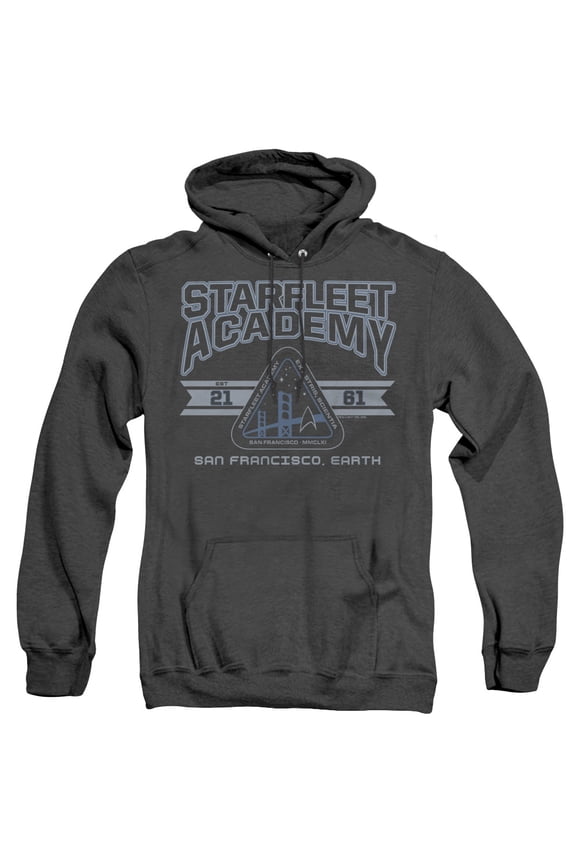 Star Trek Starfleet Academy Earth Adult Heather Hoodie Sweatshirt Black