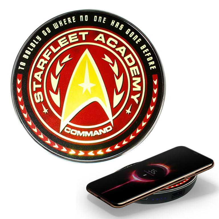 Star Trek Wireless Charger with Built-in Backup Battery Pack for Wired and  Wireless Charging. Portable Wireless Phone Charger with Enterprise Emblem