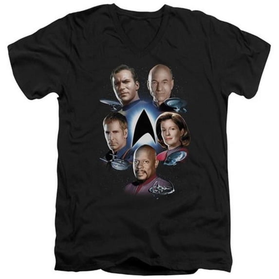 Star Trek-Starfleets Finest - Short Sleeve Adult 30-1 V-Neck Tee - Black- Large