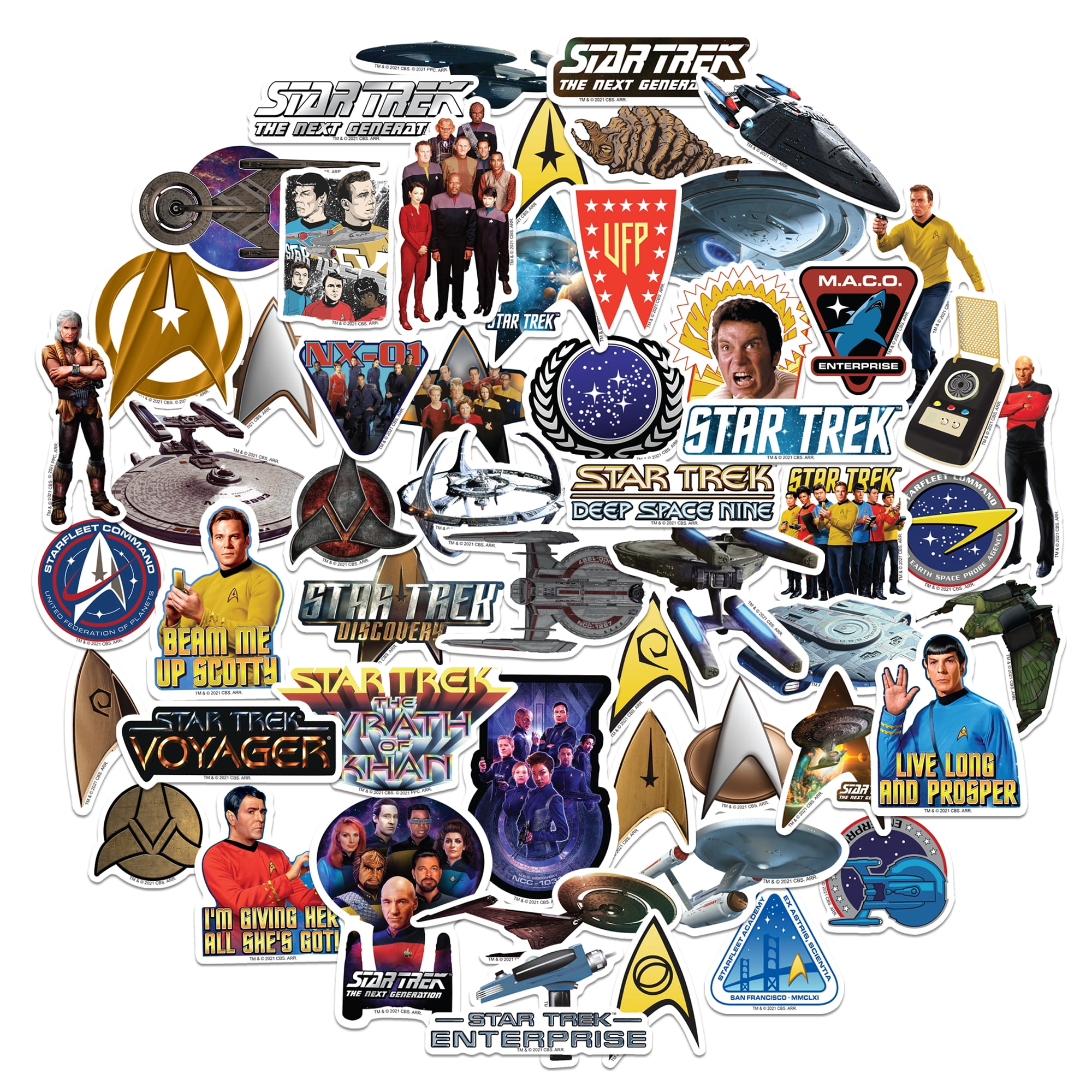 Star Trek 50ct Vinyl Large Deluxe Stickers Variety Pack – Die Cut