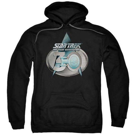Star Trek & TNG 30 Logo Adult Pull-Over Hoodie, Black - Extra Large