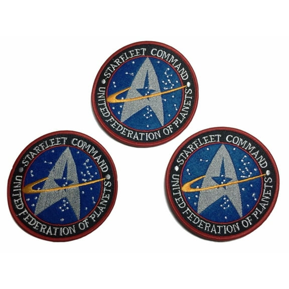 Star Trek TNG Starfleet Command UFP Embroidered Iron On Patch Set of 3 Patches