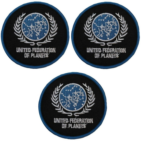 Star Trek TNG United Federation of Planets Set of 3 Embroidered Patches
