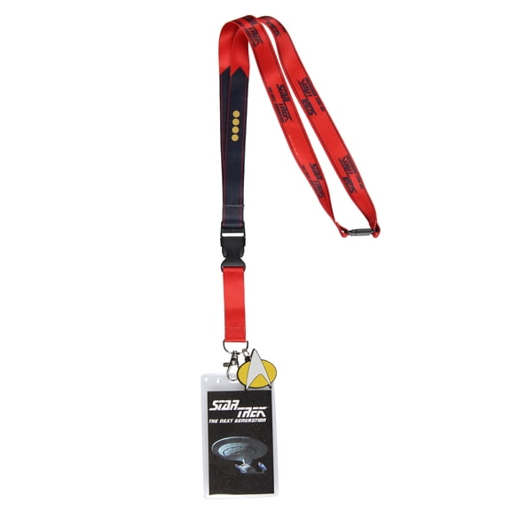 Star Trek The Next Generation ID Lanyard Badge Holder with  USS Enterprise Card and 2" Delta Symbol Rubber Pendant