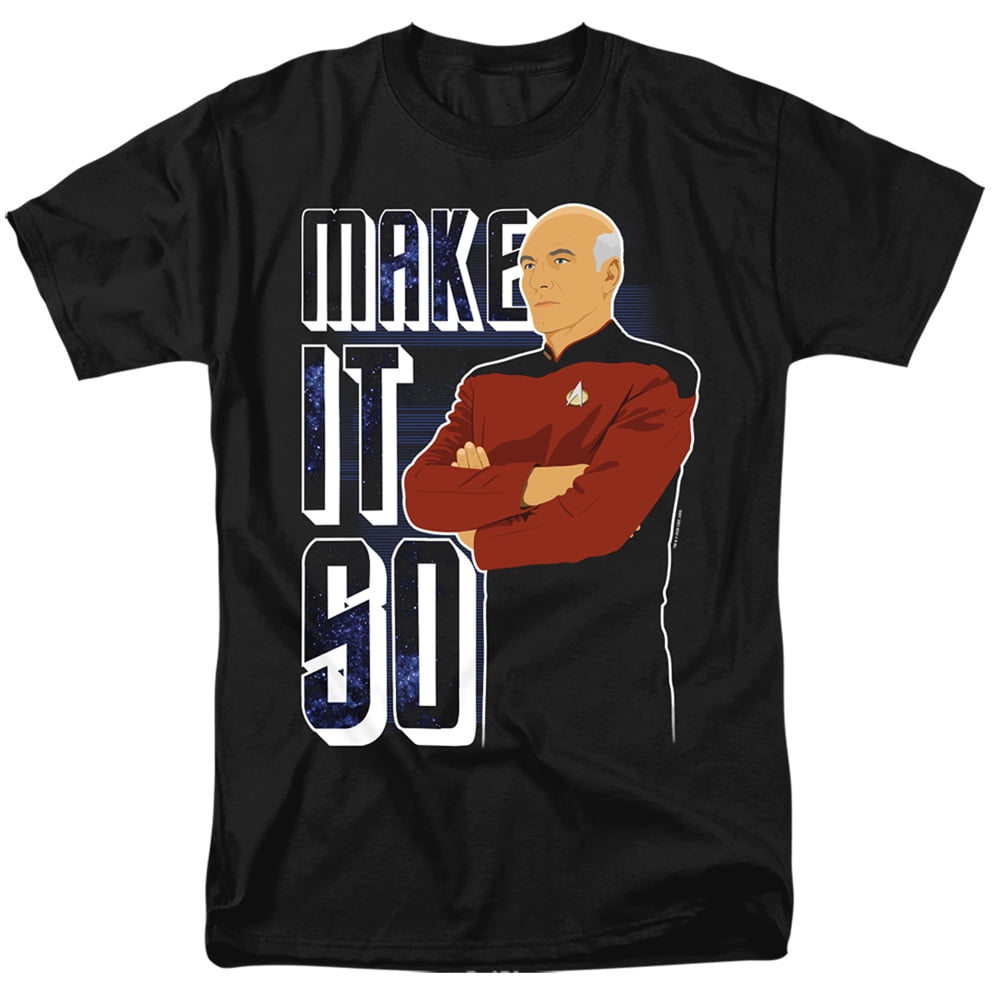 Star Trek: TNG Make It Snow Fleece Sweatshirt - Jean-Luc Picard Holiday Crewneck, 50% Polyester 50% Cotton