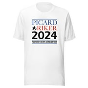Star Trek: The Next Generation Picard & Riker 2024 Adult Unisex Short Sleeve T-Shirt - Officially Licensed - White, Small