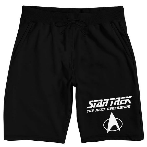 Star Trek: The Next Generation Title Logo Men's Black Lounge Shorts-Medium
