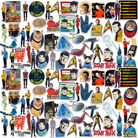 Star Trek The Original Series 100ct Vinyl Large Deluxe Stickers Variety Pack Classic TOS Designs