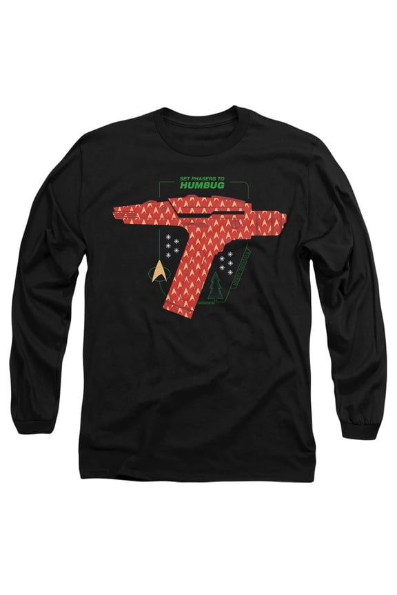 The Original Series Christmas Phaser Set To Humbug Unisex Adult Long-Sleeve T Shirt, Black, Medium