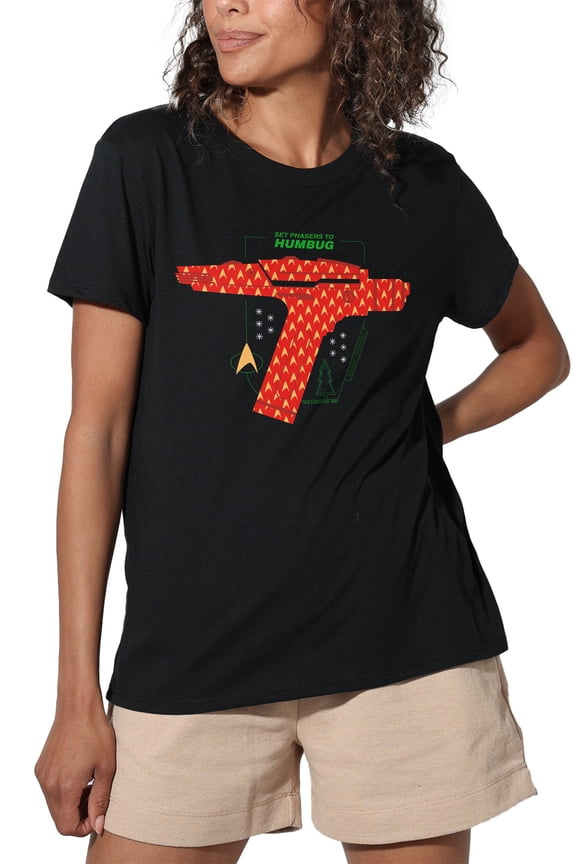 The Original Series Christmas Phaser Set To Humbug Women's Loose T-Shirt, Black, Medium