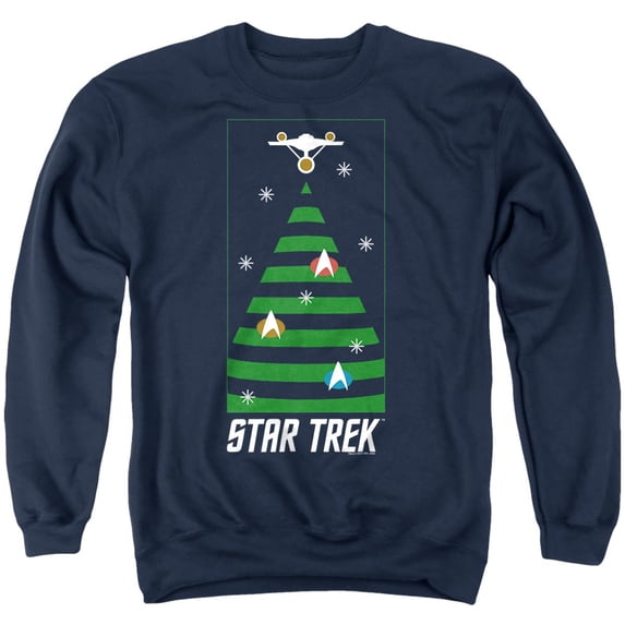 Star Trek The Original Series Christmas Tree Unisex Adult Crewneck Sweatshirt, Navy, 2X-Large