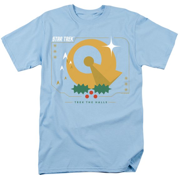 Star Trek The Original Series Trek The Halls Christmas Unisex Adult T Shirt, Light Blue, 3X-Large