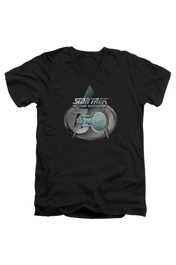 Star Trek - Tng 30 Logo - Slim Fit V Neck Shirt - XX-Large