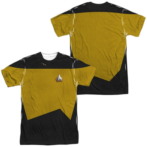 Star Trek Tng Engineering Uniform Unisex Adult Sublimated Costume T Shirt (Front/Back), Small Multicolor