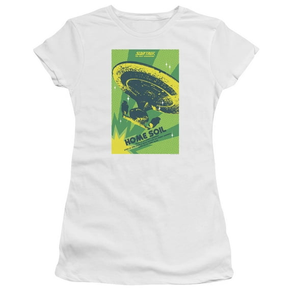 Star Trek Tng Season 1 Episode 18 Junior Women's Sheer T-Shirt White