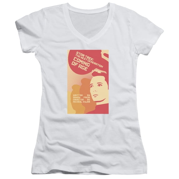 Star Trek Tng Season 1 Episode 19 Junior Women's V-Neck T-Shirt White