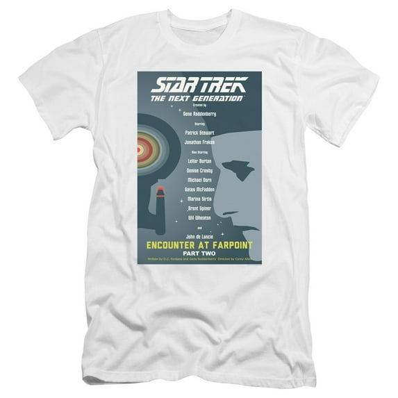 Star Trek Tng Season 1 Episode 2 Premium Canvas Adult Slim Fit 30/1 T-Shirt White