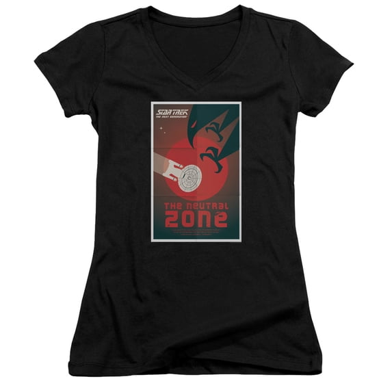 Star Trek Tng Season 1 Episode 26 Junior Women's V-Neck T-Shirt Black