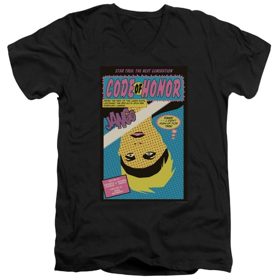 Star Trek - Tng Season 1 Episode 4 - Slim Fit V Neck Shirt - X-Large