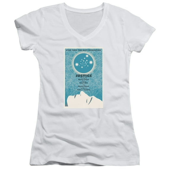 Star Trek Tng Season 1 Episode 8 Junior Women's V-Neck T-Shirt White