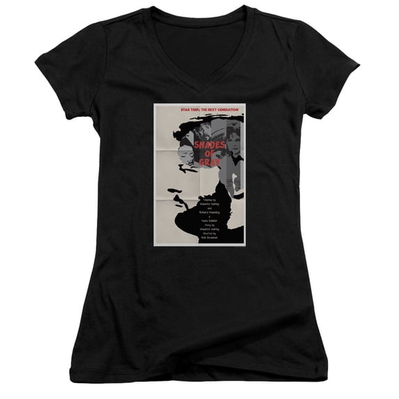 Star Trek Tng Season 2 Episode 22 Junior Women's V-Neck T-Shirt Black
