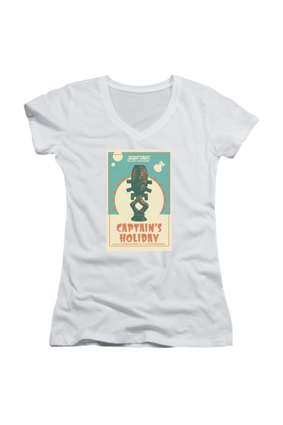 Star Trek Tng Season 3 Episode 19 Junior Women's V-Neck T-Shirt White
