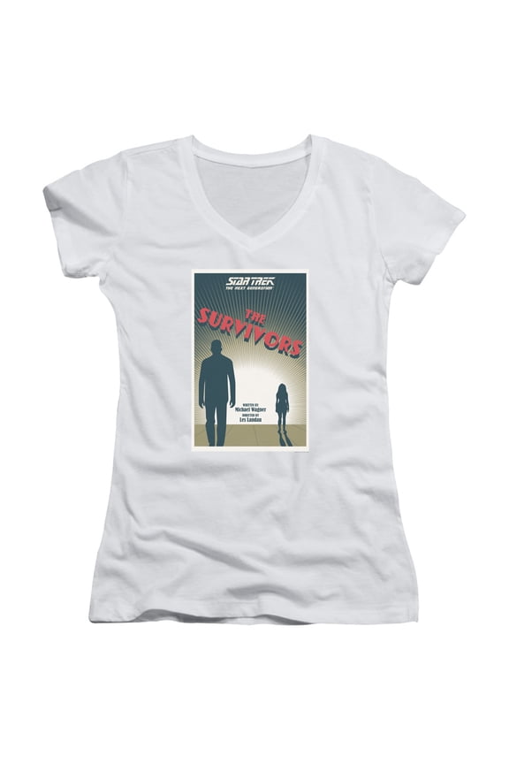 Star Trek Tng Season 3 Episode 3 Junior Women's V-Neck T-Shirt White