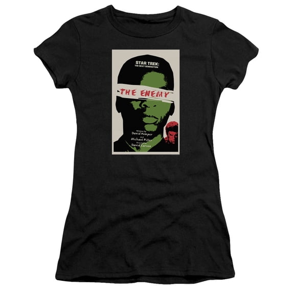 Star Trek Tng Season 3 Episode 7 Junior Women's Sheer T-Shirt Black