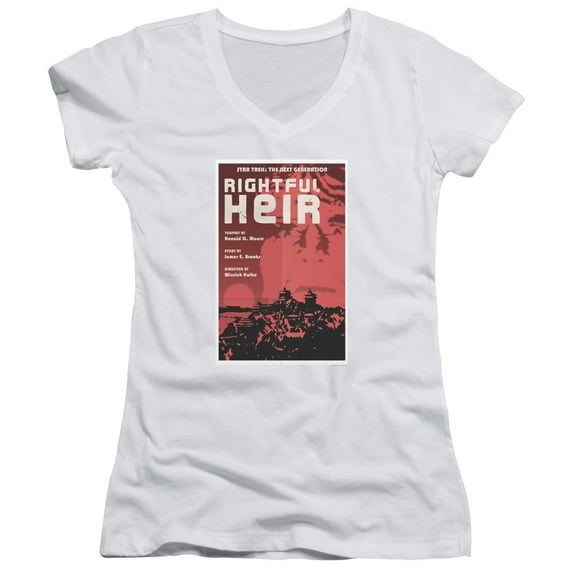 Star Trek Tng Season 6 Episode 23 Junior Women's V-Neck T-Shirt White