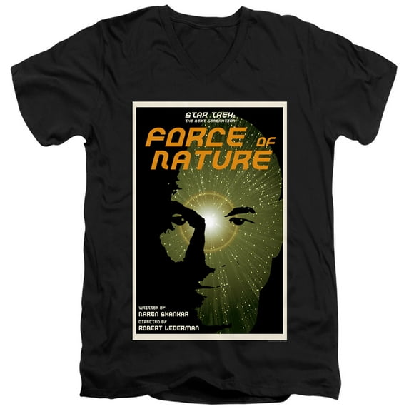 Star Trek Tng Season 7 Episode 9 Adult V-Neck 30/1 T-Shirt Black