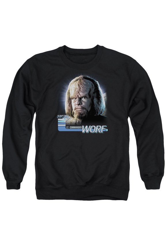 Star Trek Tng Worf Adult Crewneck Sweatshirt Black