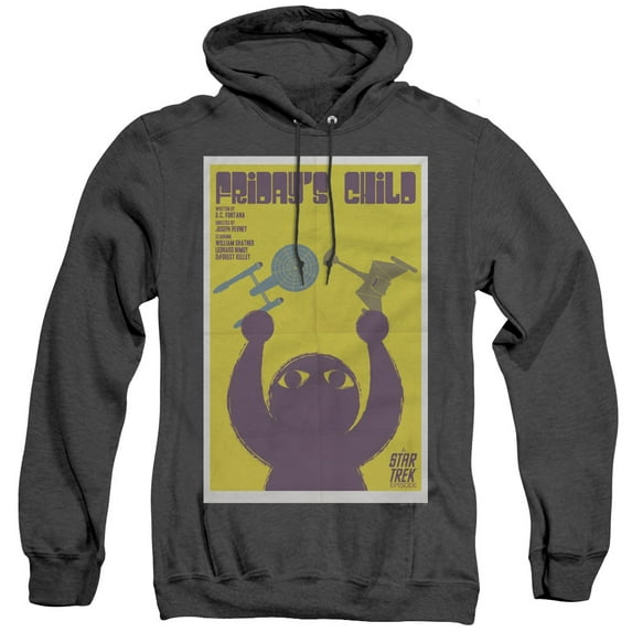 Star Trek Tos Episode 40 Adult Heather Hoodie Sweatshirt Black