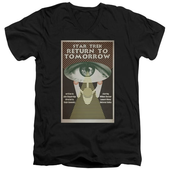 Star Trek Tos Episode 49 Adult V-Neck 30/1 T-Shirt Black