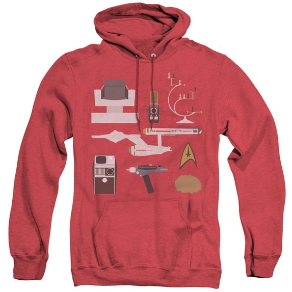 Star Trek Tos Gift Set Adult Heather Hoodie Sweatshirt Red