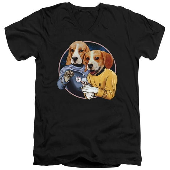 Star Trek Trek Dogs Adult V-Neck 30/1 T-Shirt Black