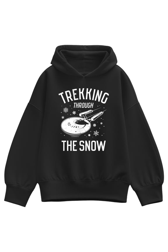 - Trekking Through the Snow - Women's Oversized Fleece Hoodie Sweatshirt