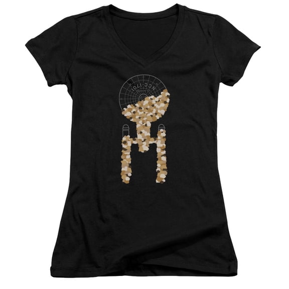 Star Trek Tribble Takeover Junior Women's V-Neck T-Shirt Black