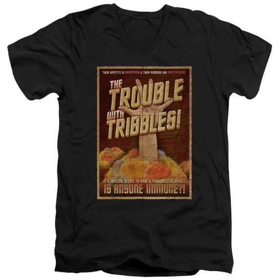 Star Trek Tribbles: The Movie Adult V-Neck T-Shirt Black