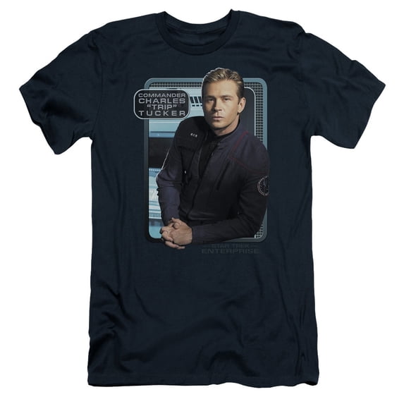 Star Trek Trip Tucker Adult 30/1 T-Shirt Navy