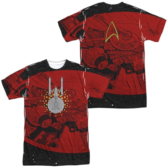 Star Trek USS Enterprise Schematic Unisex Adult Sublimated Costume T Shirt (Front/Back), 2X-Large Multicolor